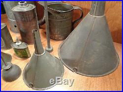 14 Vintage Oil Can MIX Lot Tin, Metal, Oilers, Spout Squirter, Pitcher
