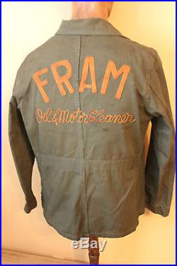 15 VTG Gas Oil Chainstitch Embroidered Work Shop Garage Coat Jacket Coveralls