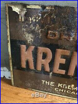 1920s Krem Ko Chocolate Milk Shake Sign Embossed Vintage Chicago Soda Gas Oil