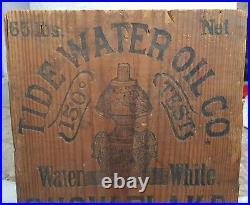 1920s Vintage Old Tide Water Illuminating Oil Wooden Advertising Sign Board USA