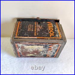 1920s Vintage Veedol Motor Oil Advertising Tin Can Automobile Collectibles T794