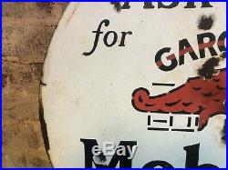 1930 Vintage Old Gargoyle Mobiloils Double Sided Porcelain Lollipop Sign Gas Oil