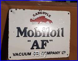1930's Old Vintage RARE AF Gargoyle Mobil Oil Porcelain Enamel Sign Board