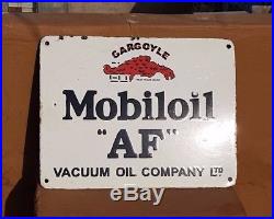 1930's Old Vintage RARE AF Gargoyle Mobil Oil Porcelain Enamel Sign Board