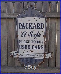1930's PACKARD Die Cut Porcelain Metal Sign Oil Gas Service Station Rare Vintage