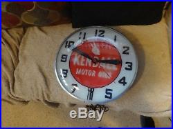 1930's Vintage Original Kendall Motor Oil Bubble Glass Lighted Clock Working gas