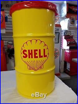 1930s 1940s 1950s Shell Oil Vintage Style 16 Gallon Cold Rolled Steel Trash Can
