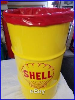 1930s 1940s 1950s Shell Oil Vintage Style 16 Gallon Cold Rolled Steel Trash Can