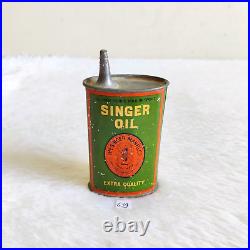 1940 Vintage Singer Advertising Sewing Machine Oil Tin Can With Spout Decorative