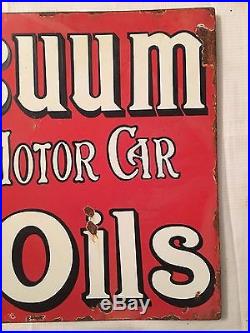 1940's Vintage Porcelain 2 Sided Mobiloil Vacuum Motor Car Oils Enamel Sign