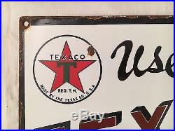 1940's Vintage Porcelain Texaco Motor Oil Crack Proof Enamel Sign