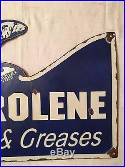 1940's Vintage Porcelain Zerolene Oils & Greases Enamel Sign
