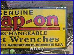 1950'S Vintage Snap-On Tools Porcelain Sign Garage Sign Interchangeable Socket