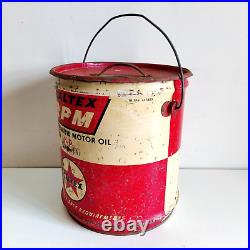 1950 Vintage Caltex RPM Premium Motor Oil Tin Bucket Automobile Collectible T124
