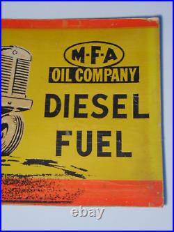 1950s RARE OLD VINTAGE MFA OIL SIGN TRACTOR FARM ADVERTISING SIGN DIESEL FUEL MO