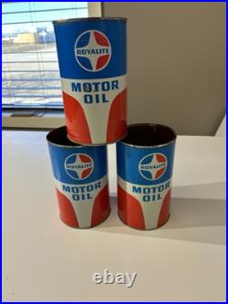 (3) Vintage Canadian Royalite Oil Quart Tins