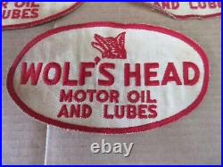 3 pcs Vintage Wolfs Head Motor Oil Sign Gas station dealer Patches NOS