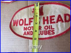 3 pcs Vintage Wolfs Head Motor Oil Sign Gas station dealer Patches NOS