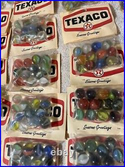 35 Bags Vintage Texaco Marbles Rare Seasons Greetings Gas Oil Advertising