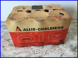 6 pack Vintage NOS Allis Chalmers 4 Cycle Oil 12 Ounce Metal Can Full Unopened