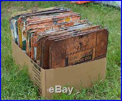67- LOT Vintage Rusty Tin maple sap bucket LIDS made with 1950s Motor oil cans