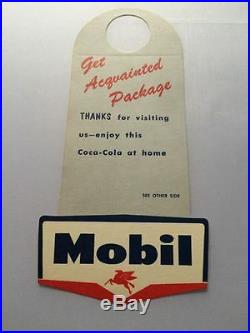 9 GAS/OIL 1955 Vintage MOBIL OIL / COCA COLA Bottle Topper Sign, Pegasus coke