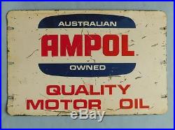 AUC2 Genuine Vintage Australian Owned AMPOL Motor Oil Tin Sign c1960s