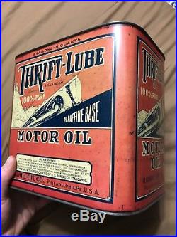 Antique Vintage 2 Gallon Thrift-Lube Radbill Oil Co Motor Oil Can