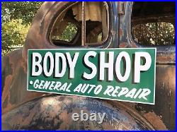 Antique Vintage Old Style Body Shop Gas Oil Sign