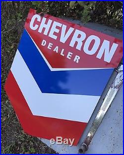 Antique Vintage Old Style Chevron Gas And Motor Oil Sign! FREE SHIPPING