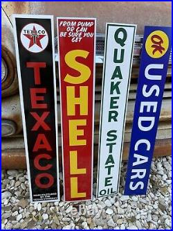 Antique Vintage Old Style Gas Oil Signs Lot Of 4 Texaco Shell Quaker OK