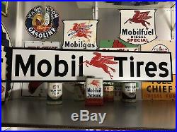 Antique Vintage Old Style Mobil Tires Sign! Mobil Oil & Gas