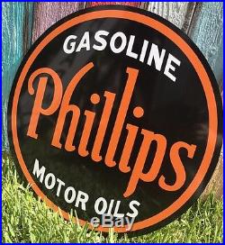 Antique Vintage Old Style Phillips Motor Oil Gas Sign 24