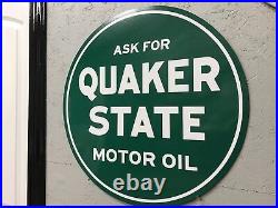 Antique Vintage Old Style Quaker State Oil Sign