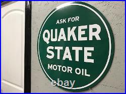 Antique Vintage Old Style Quaker State Oil Sign