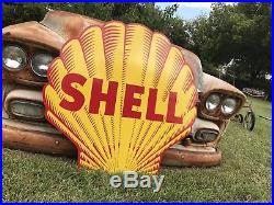 Antique Vintage Old Style Shell Gasoline And Oil Sign 40