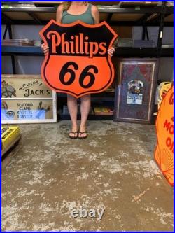 Antique Vintage Old Style Sign Phillips 66 Shield Made USA