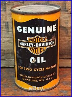 Antique Vintage Original Harley Davidson Oil 1/2 Pint Motor Oil Two Cycle Motor