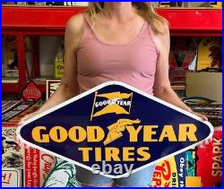 Antique Vintage Style Sign Good Year Tires NOT Porcelain Made USA 30x16