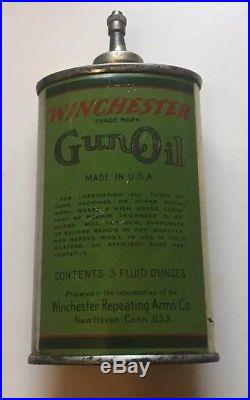 Antique Vintage WINCHESTER GUN OIL Tin Litho Oiler Can Repeating Arms Co