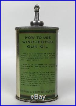 Antique Vintage WINCHESTER GUN OIL Tin Litho Oiler Can Repeating Arms Co. Green