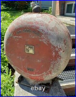 Antique Vtg Ace Retractable Air Hose Reel Gas Oil Pump Meter Sign Garage Can