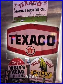 Antique style Vintage Look Lighted Texaco dealer service gas station large sign