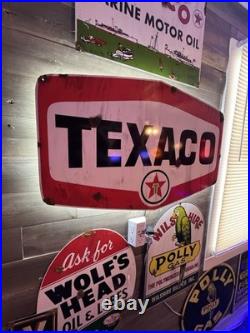 Antique style Vintage Look Lighted Texaco dealer service gas station large sign