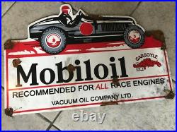 Antique style vintage look Mobiloil Gargoyle race car dealer sales service sign