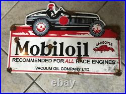Antique style vintage look Mobiloil Gargoyle race car dealer sales service sign