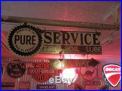 Antique style vintage look Pure oil dealer service station gas pump sign set