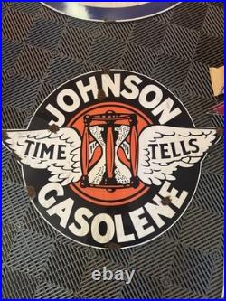 Antique -vintage look Johnson Gas Authorized Dealer sales service Station Sign