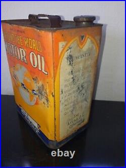 Around the World Motor Oil Vintage 2 Gallon Can