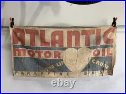 Atlantic Vintage Banner Cloth Sign Gas Oil Advertisement Heart